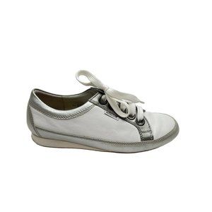 Mephisto women’s White  & Silver Leather Sneakers Shoes Size US 7